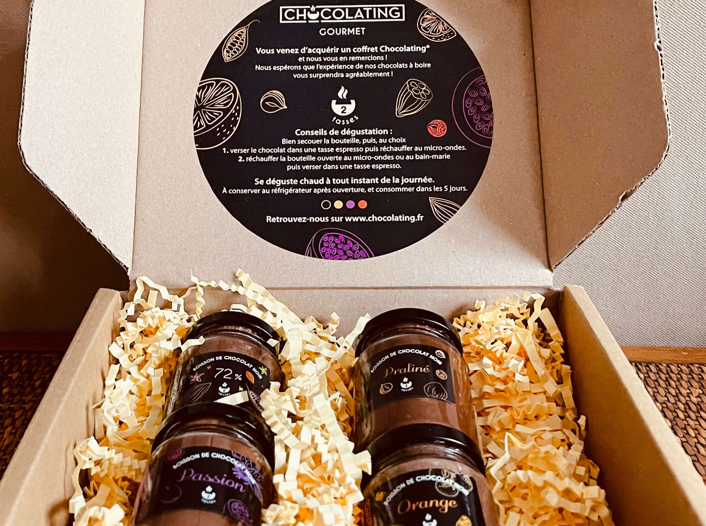Coffret Chocolating Gourmet - 4x Flacons 100g Boisson Chocolating